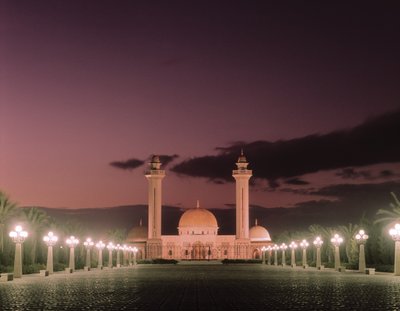 La Mezquita Bourguiba de noche de Tunisian School